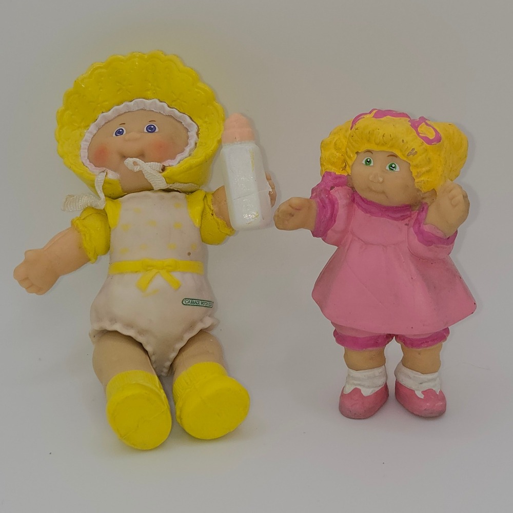 Vintage 1984 Cabbage Patch Kids PVC Mini Figures Lot Baby Yellow Girl Pink 80s